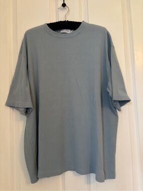 Mida Undici - Men’s Plain Light Blue Men's Ribbed Crewneck T‑Shirt. Size XL